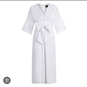 NY& CO Gabrielle Union White Bow-Tie Front Jumpsuit 2X